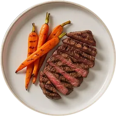 Casino de Mont-Tremblant: sliced grilled steak with roasted carrots